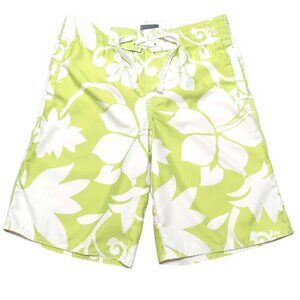 Old Navy Boys' Lime Green Hawaiian Tropical Floral Print Swim Shorts